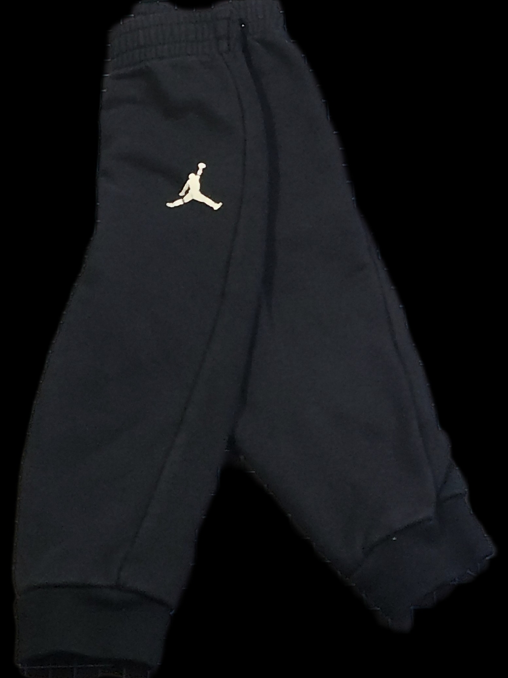 #KC123 Jordan Kids Black Jogger Pants with White Jumpman